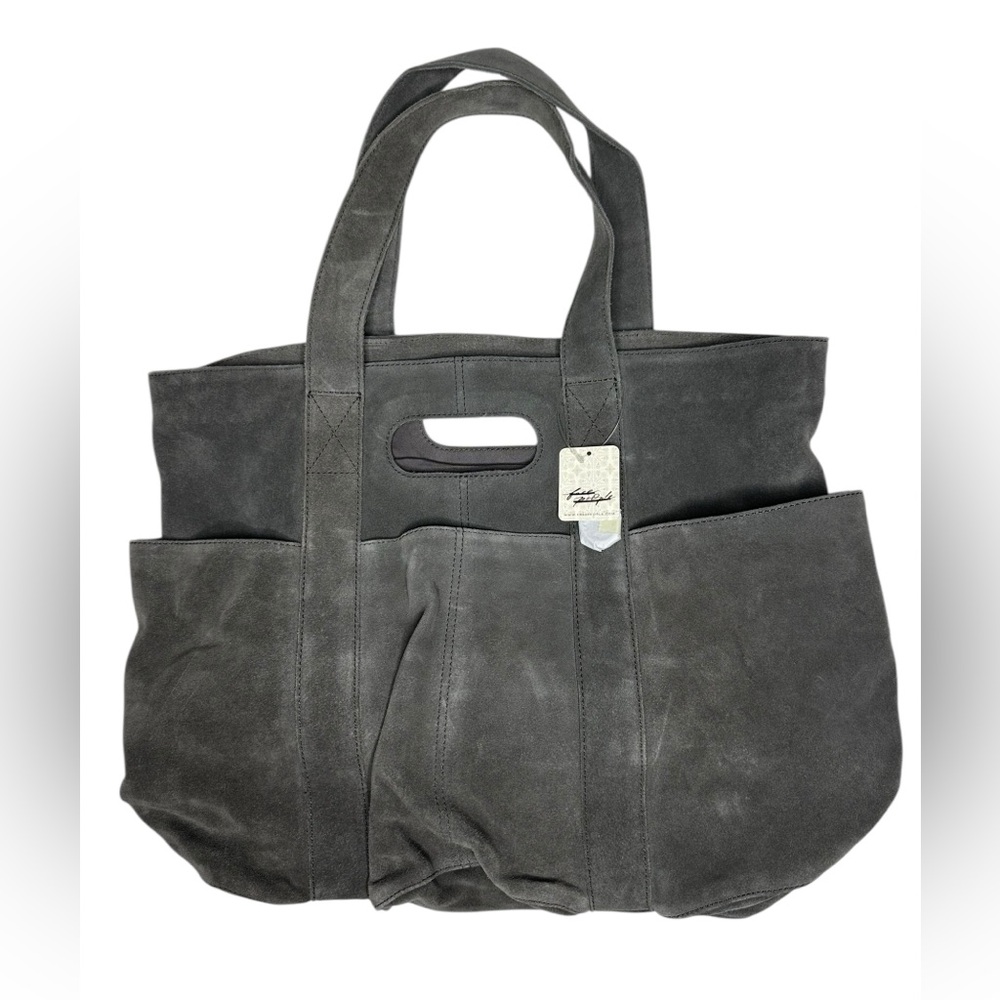 NWOT Free People Caravan Gray Suede Tote - Picture 4 of 10